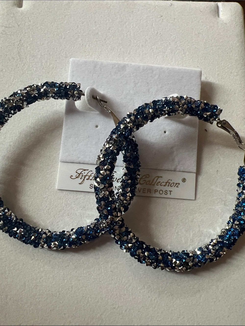 Fifth Avenue Collection Blue Crystal Hoop Earrings